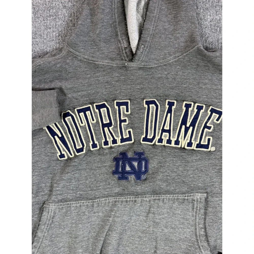 Vintage G-III Notre Dame Fighting Irish Gray Hoodie Sweatshirt Licensed Size S
